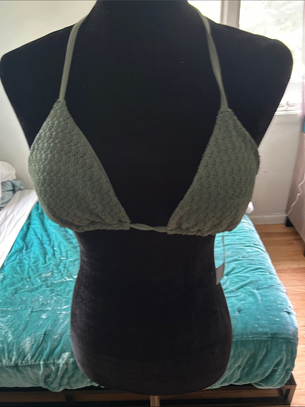 Abercrombie & Fitch Olive Crochet Triangle Bralette